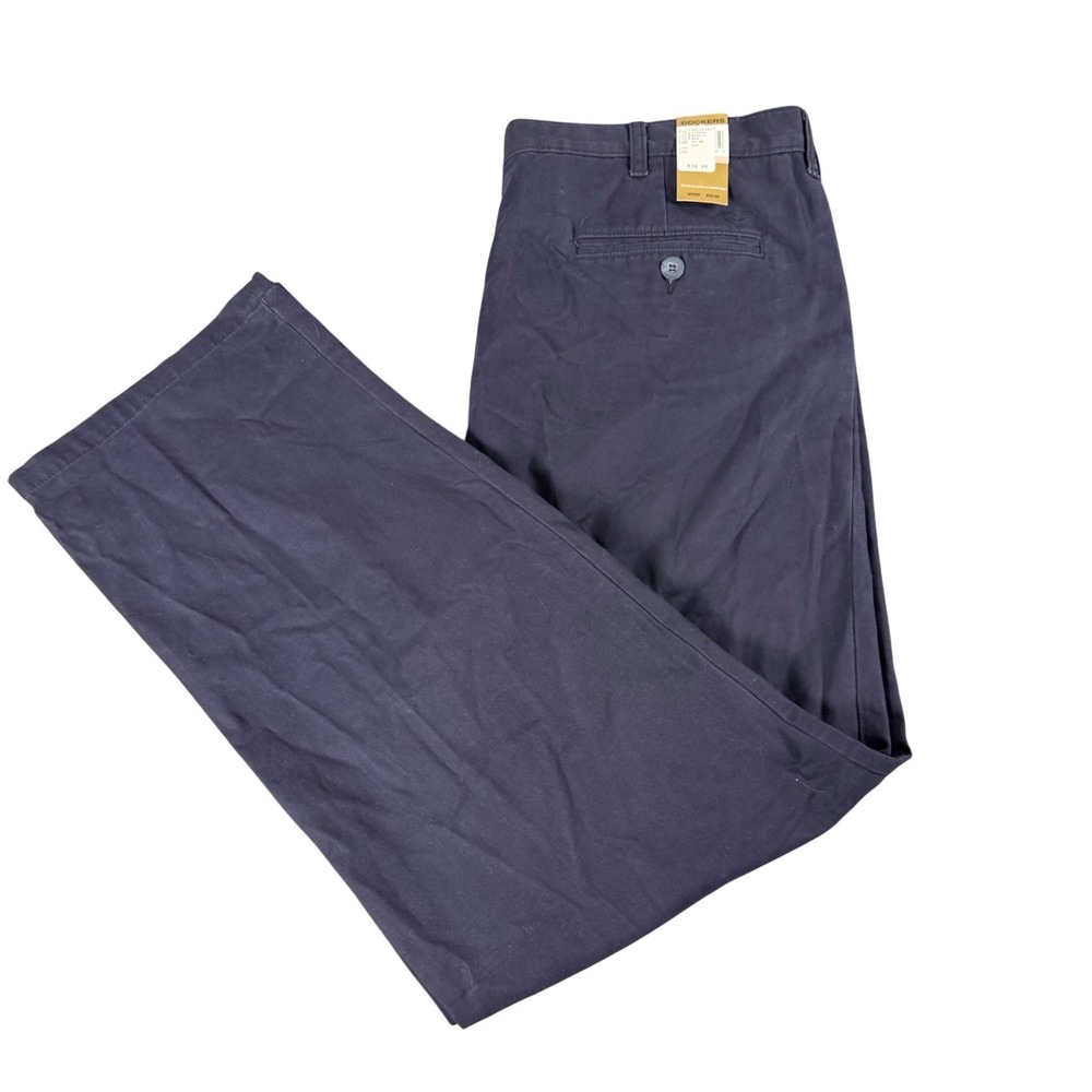 Dockers D2 Straight Fit Khaki Pants Mens 40x34 Navy Blue Cotton Chinos NWT